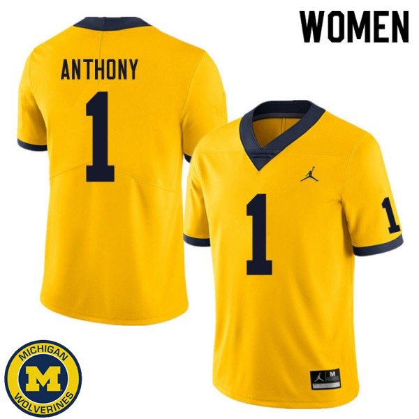 Womens University of Michigan #1 Andrel Anthony Yellow High School Jersey